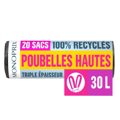 Monoprix Sacs poubelle pour poubelles hautes 30L