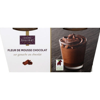 Monoprix Gourmet mousse de chocolat sur ganache au chocolat 2x88g