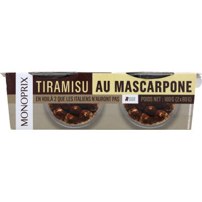 Monoprix Tiramisu au Mascarpone 2x80g