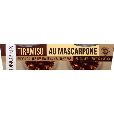 Monoprix Tiramisu au Mascarpone 2x80g