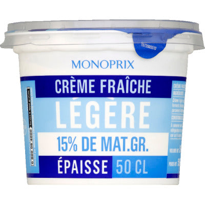 Monoprix crème fraîche légère le pot de 50cl