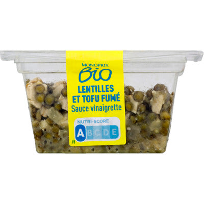 Monoprix Bio lentilles et tofu fumé sauce vinaigrette bio 200g