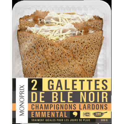 Monoprix Galettes de Blé Noir Champignons Lardon Emmental x2 300g