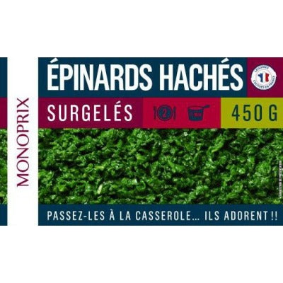 Monoprix épinards hachés 450g