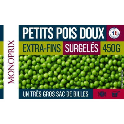 Monoprix petits pois extra fins surgelés 450g