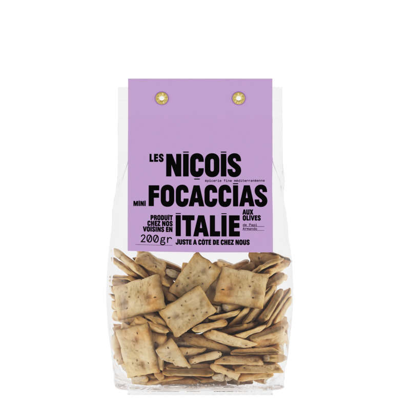 Les Niçois Mini-focaccias aux olives de Papi Armando 200g