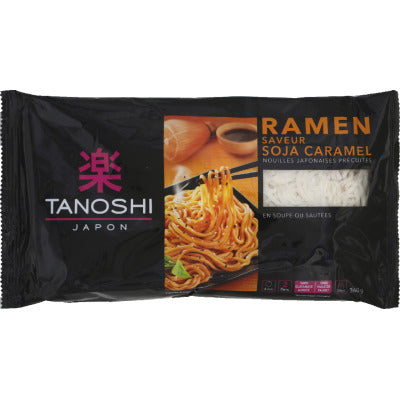 Tanoshi Ramen soja/caramel, nouilles Japonaises précuites 360g