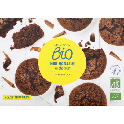 Monoprix Bio Mini Moelleux Au Chocolat Au Pur Beurre De Cacao x6