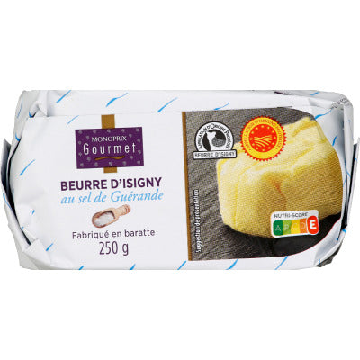 Monoprix gourmet beurre d'Isigny au sel de Guérande AOP 250g