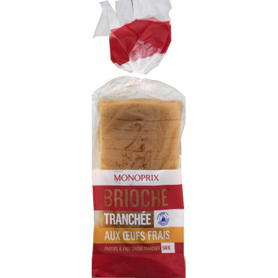 Monoprix Brioche Aux Œufs Frais Tranchée 500G