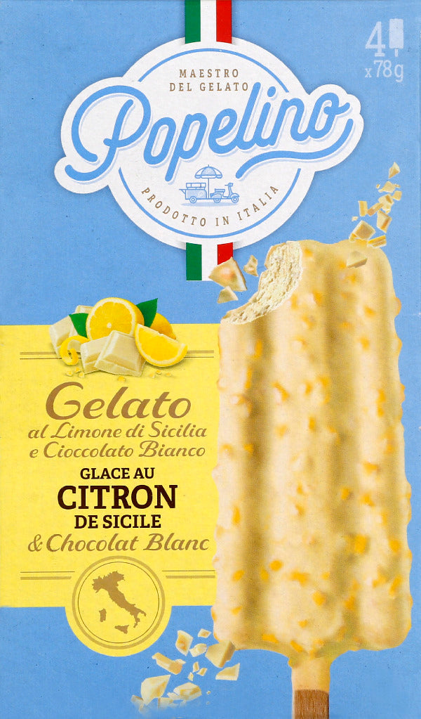 Popelino Glace au Citron de Sicile & Chocolat Blanc 4x78g