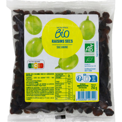 Monoprix Bio Raisins Secs Sachet de 250g