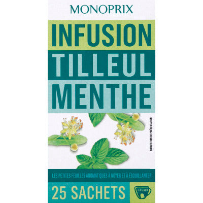 Monoprix Infusion Tilleul Menthe 25 Sachets 40g