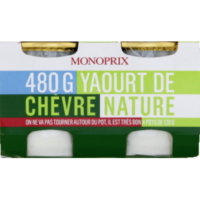 Monoprix Yaourts De Chèvre Nature 4x120g