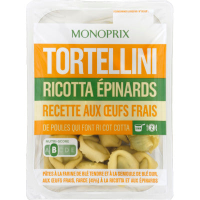 Monoprix tortellini ricotta épinards aux œufs frais 300g