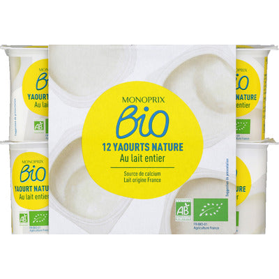 Monoprix Bio Yaourt nature pack 12 x 125g