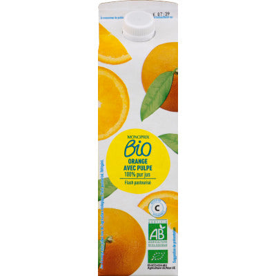 Monoprix Bio 100 % pur jus d'orange, avec pulpe, bio 1