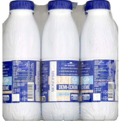 Monoprix Lait Demi Ecrémé 6x50cl