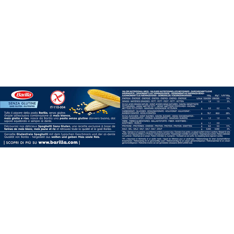 Barilla Pâtes spaghetti sans gluten 400g