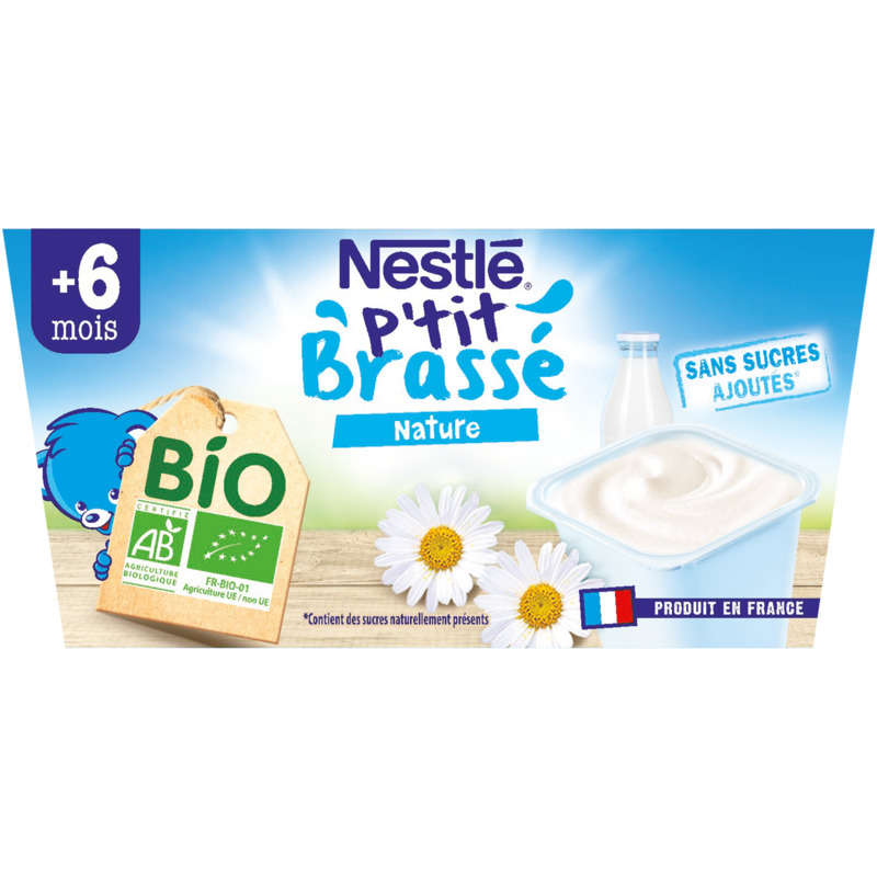 Nestlé P'Tit Brassé Nature Bio 4x90g