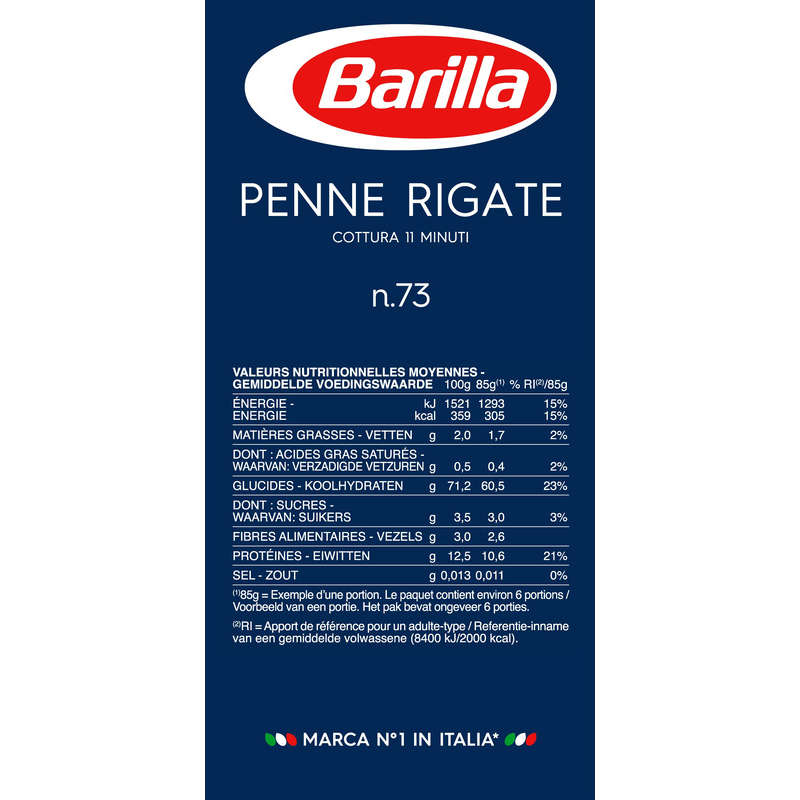 Barilla Pâtes penne rigate 500g