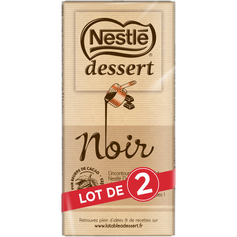 Nestlé Dessert Tablette Chocolat Noir Dessert Pâtissier 2x205g