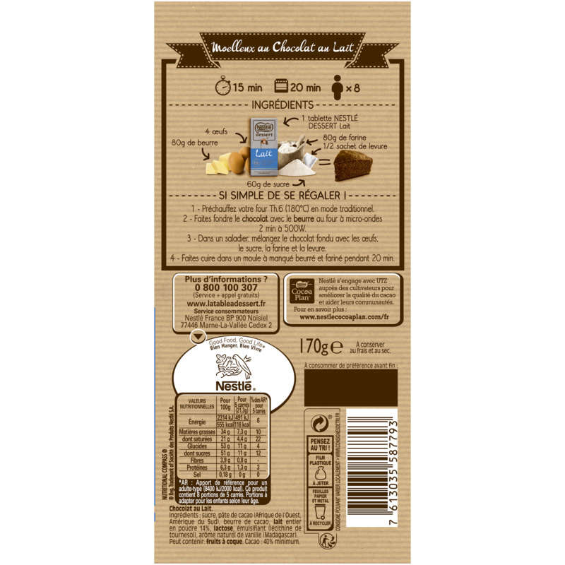 Nestlé Dessert Chocolat Au Lait 170g