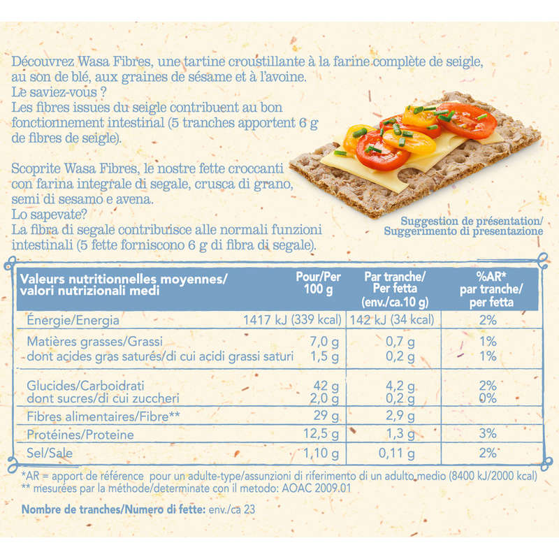 Wasa Biscottes croustillantes fibres 230g