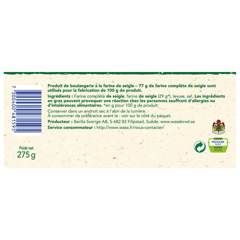 Wasa Biscottes croustillantes authentique 275g