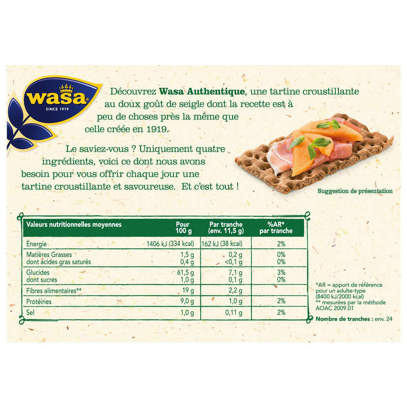 Wasa Biscottes croustillantes authentique 275g