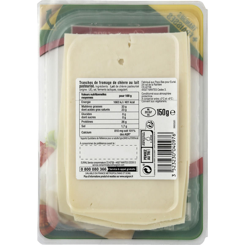 Soignon Les Tranches De Chèvre x5 Tranches 150g