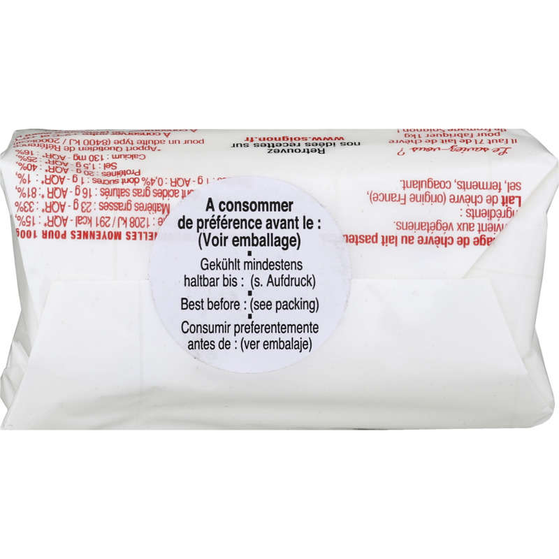 Soignon Bûche De Chèvre Au Lait Pasteurisé 120G