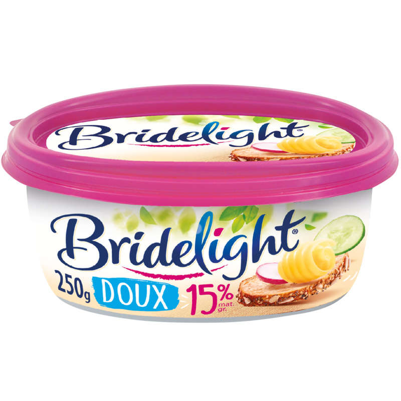 Bridelight Beurre allégé doux 15% MG Beurrier 250g