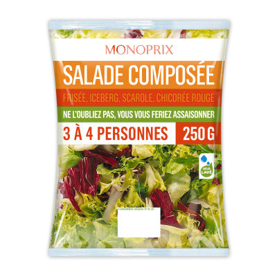 Monoprix salade composée frisée, iceberg, scarole, chicorée rouge 250g