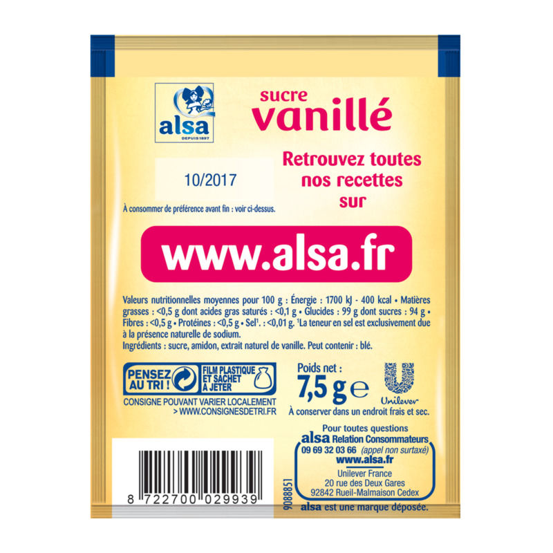 Alsa Sucre Vanillé 6 Sachets 45g