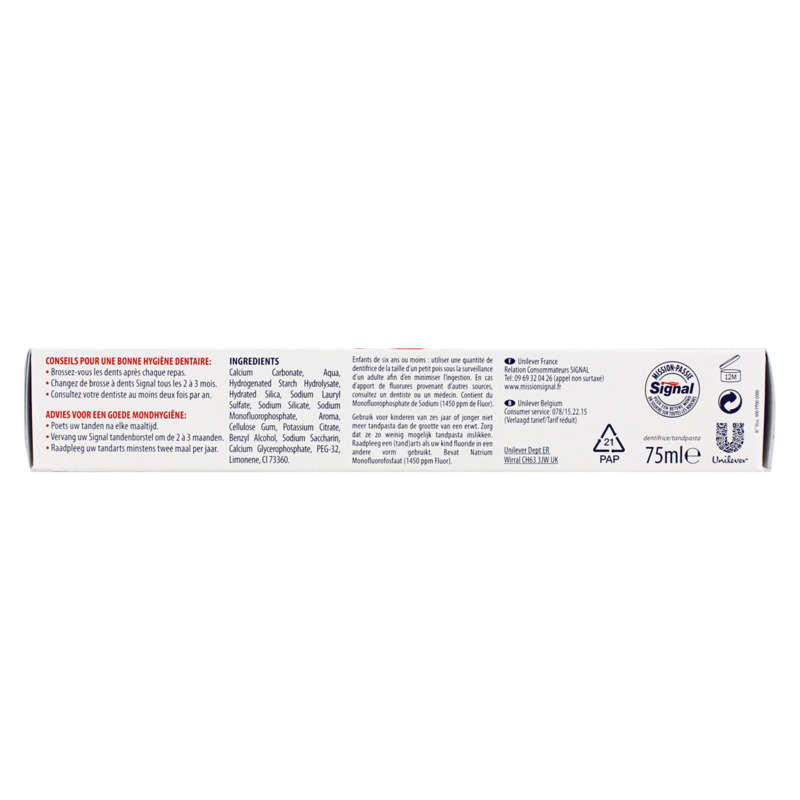 Signal Dentifrice Protection Caries calcium fluor actifs 75ml