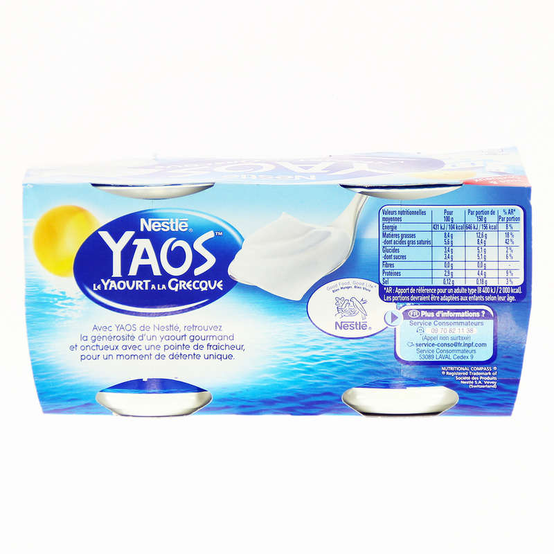 Yaos Yaourt À La Grecque Nature 4x150g