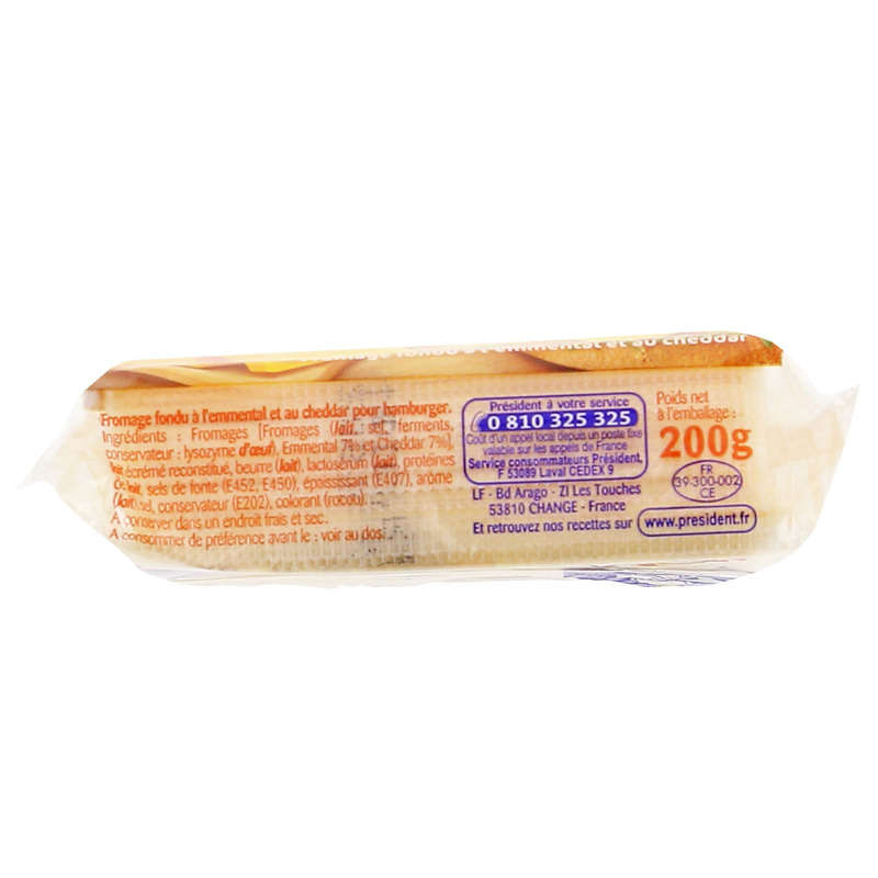 Président Burger Cheddar Et Emmental x12 Tranches 200g