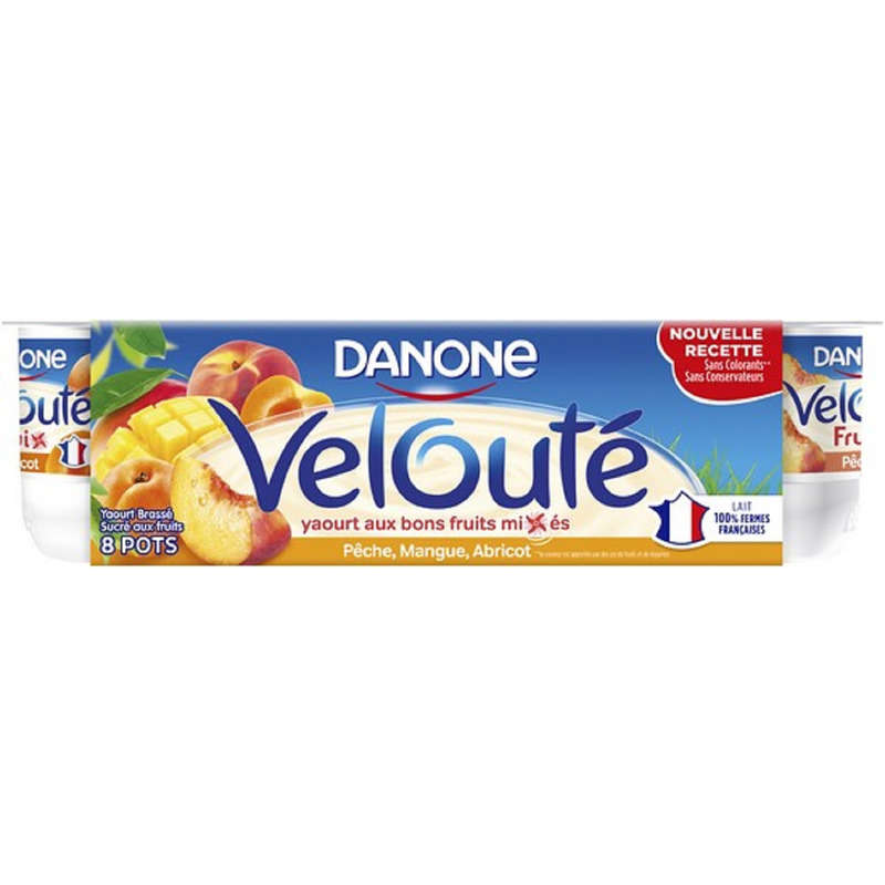 Danone Velouté Fruix Yaourt Aux Fruits Jaunes Brassé 8x125g