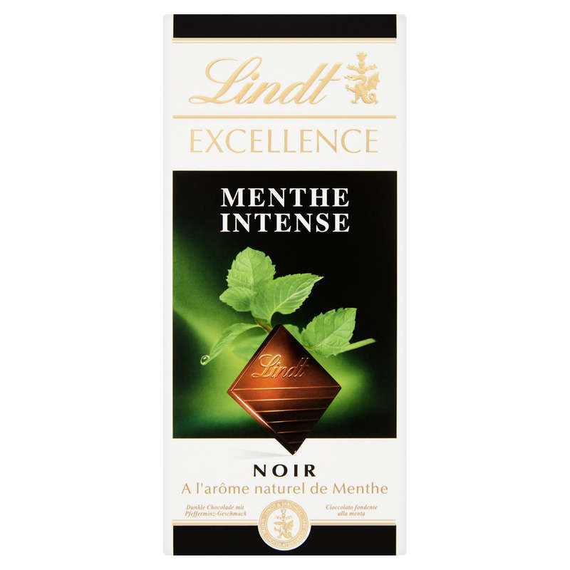 Lindt Excellence Tablette Chocolat Noir Menthe Intense 100g