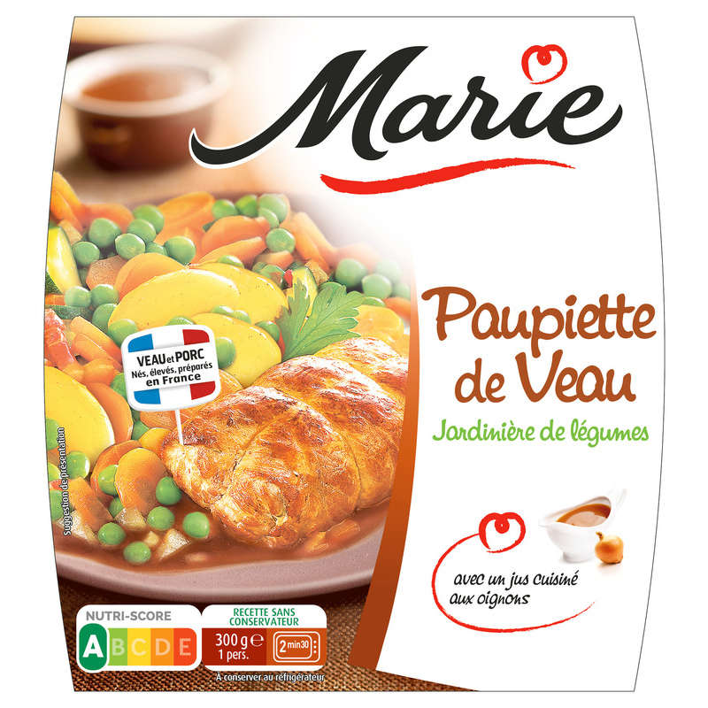 Marie Paupiette de veau et d'une jardinière de légumes 300g