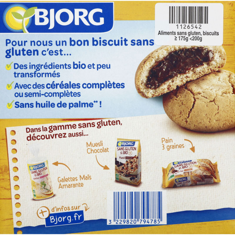 Bjorg Petit Fourré Goût Cacao Sans Gluten Bio 180g