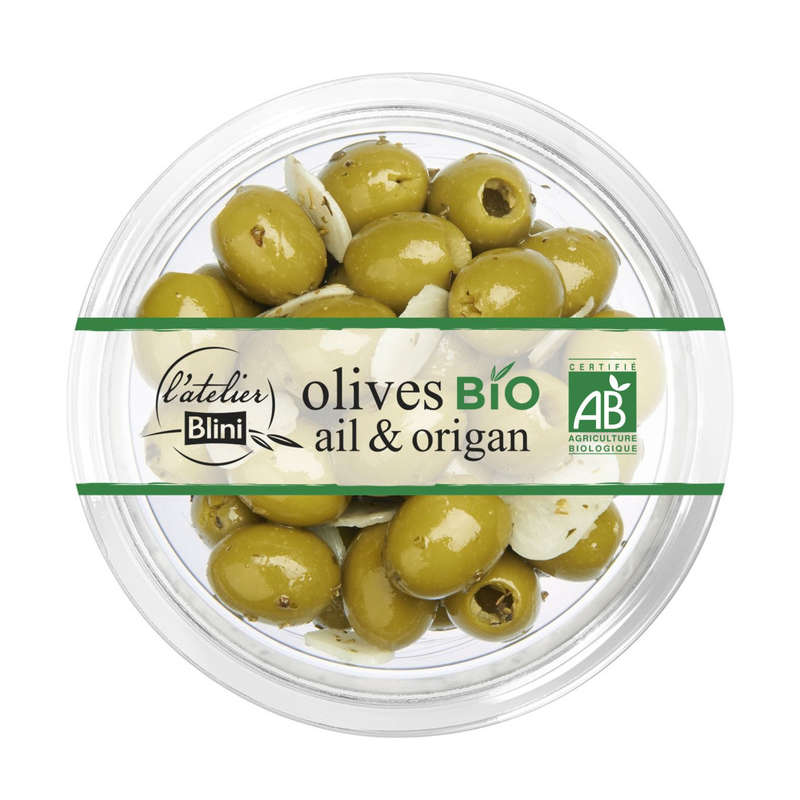 Atelier Blini Olives Bio Ail et Origan 150g