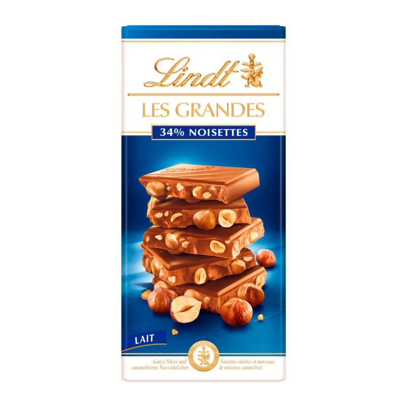 Lindt Tablette Chocolat Les Grandes Lait 34% Noisettes 150 G