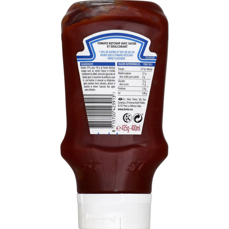 Heinz Tomato Ketchup 50% sucres et sel en moins 435g