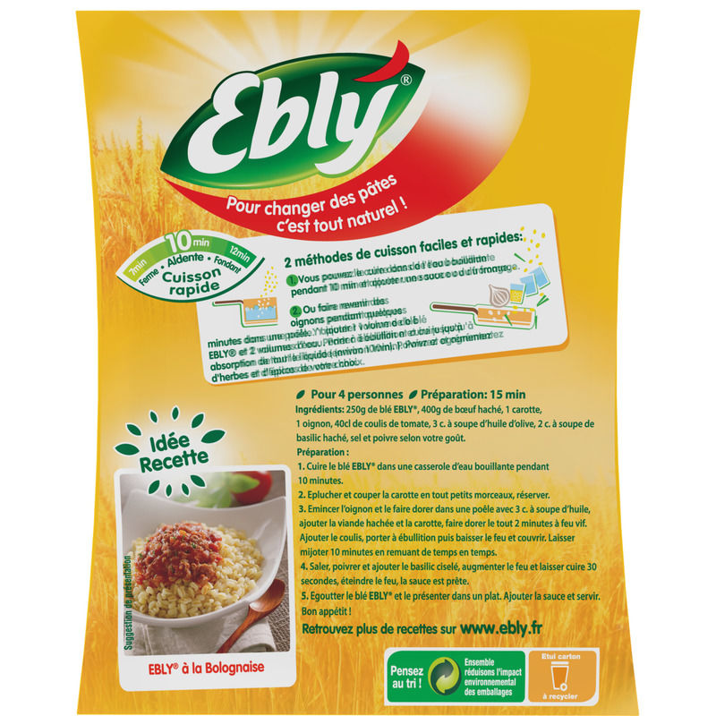 Ebly Blé Cuisson 10 minutes 500g