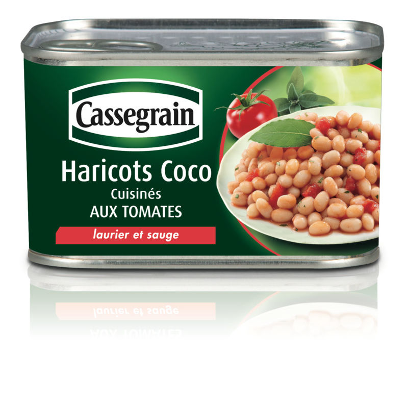 Cassegrain Haricots Coco Cuisinés Aux Tomates Laurier Et Sauge 435g