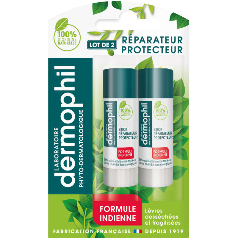 Dermophil (Gms) Stick À Lèvres Réparateur Protecteur Formule Indienne 2x4g