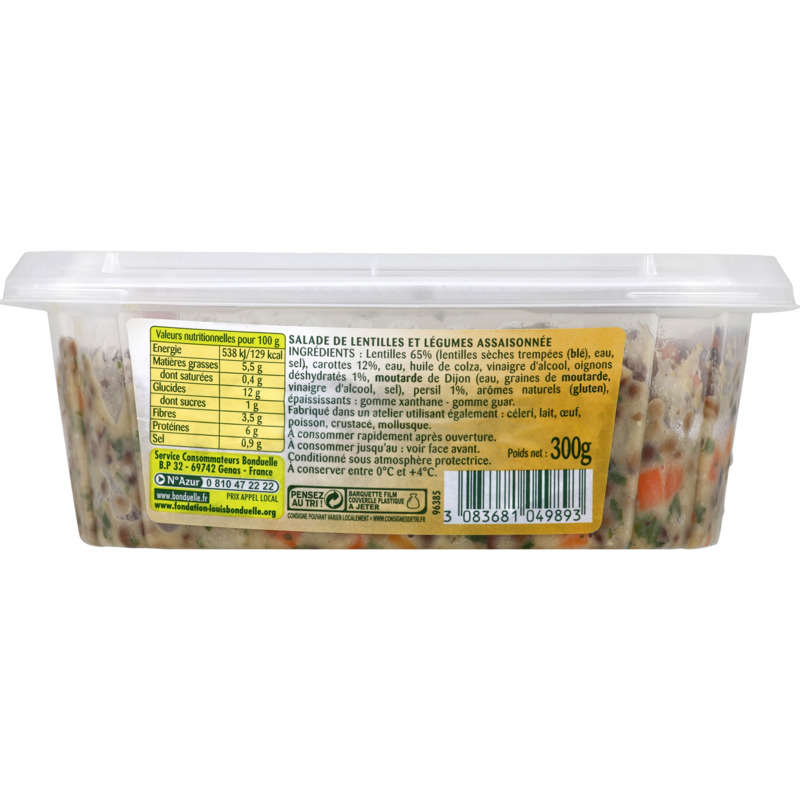 Bonduelle Salade De Lentilles Aux Carottes Et Oignons 300g