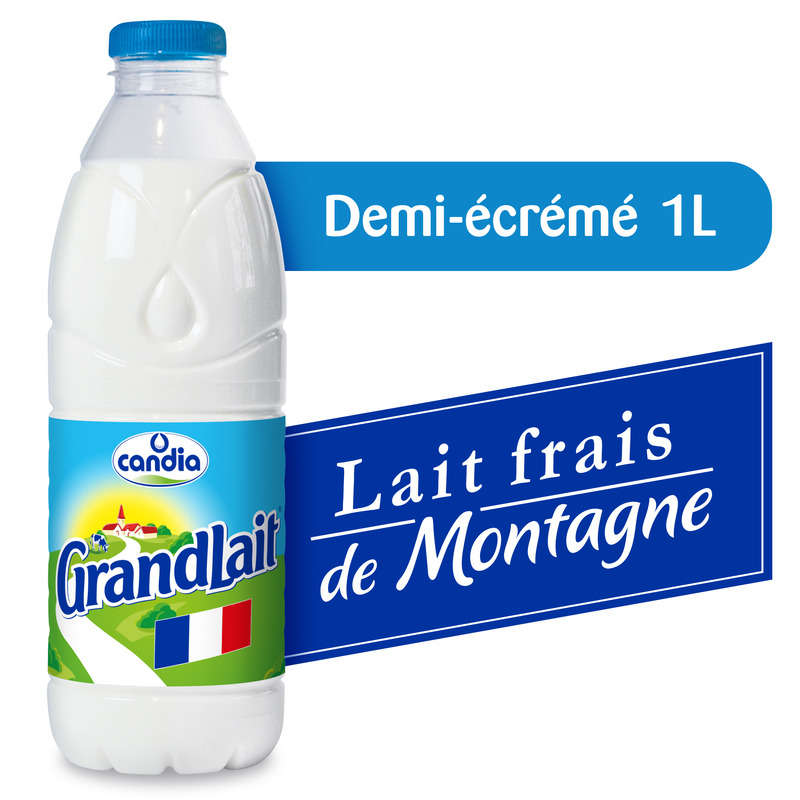 Candia Grandlait Lait Frais Demi-écrémé Pasteurisé La Bouteille De 1l